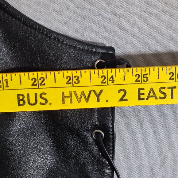 Harley-Davidson rider leather vest men's sz XL black with orange graphic design - Picture 12 of 14